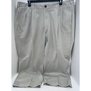 Charleston Khakis Pants Men's Size 46Rx25 Beige Pleated Cuffed